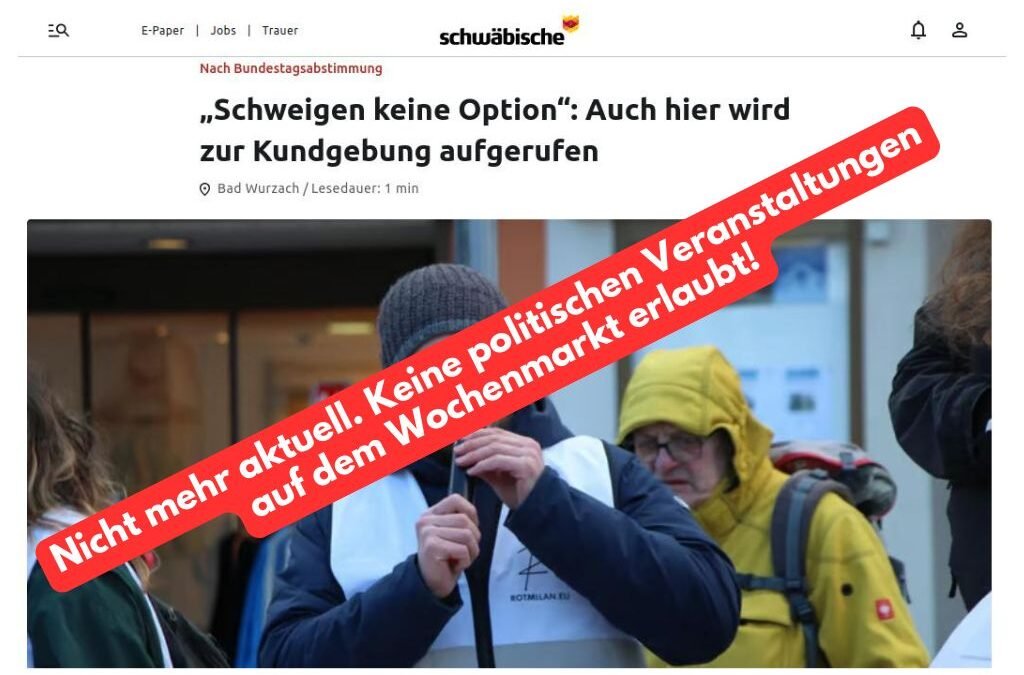 Nicht mehr aktuell! Auch in Bad Wurzach wird zur Kundgebung aufgerufen